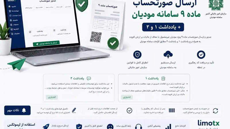 ارسال صورتحساب الکترونیکی خارج از موعد موضوع ماده ۹ در سامانه لیموتکس؛ بررسی قابلیت‌های جدید یادداشت ۱ و ۲-عکس