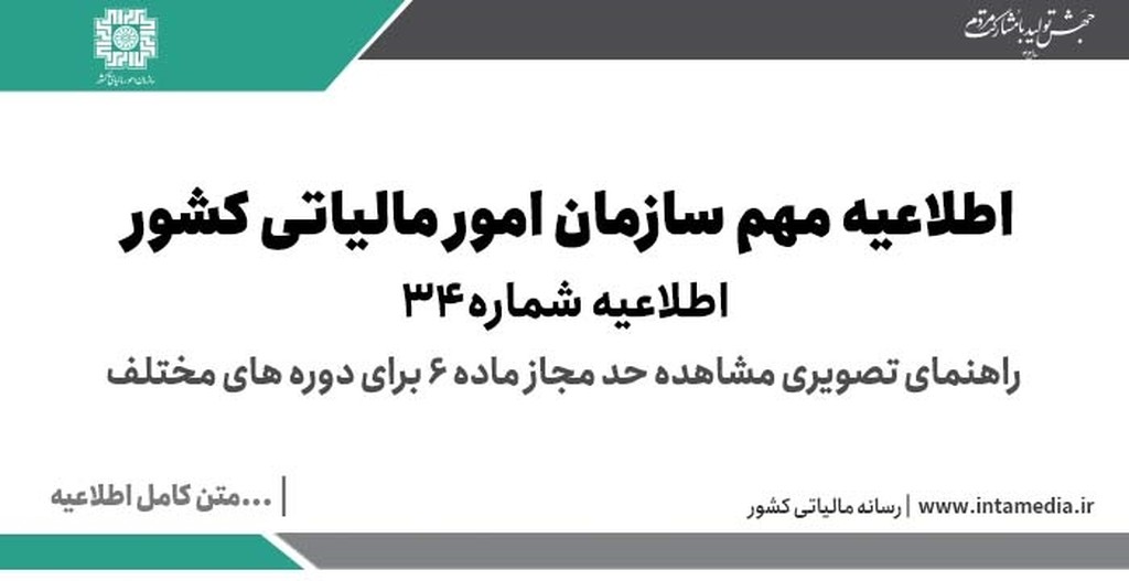 اطلاعیه شماره 34 سامانه مودیان، راهنمای تصویری مشاهده حد مجاز ماده 6 برای دوره های مختلف - عکس