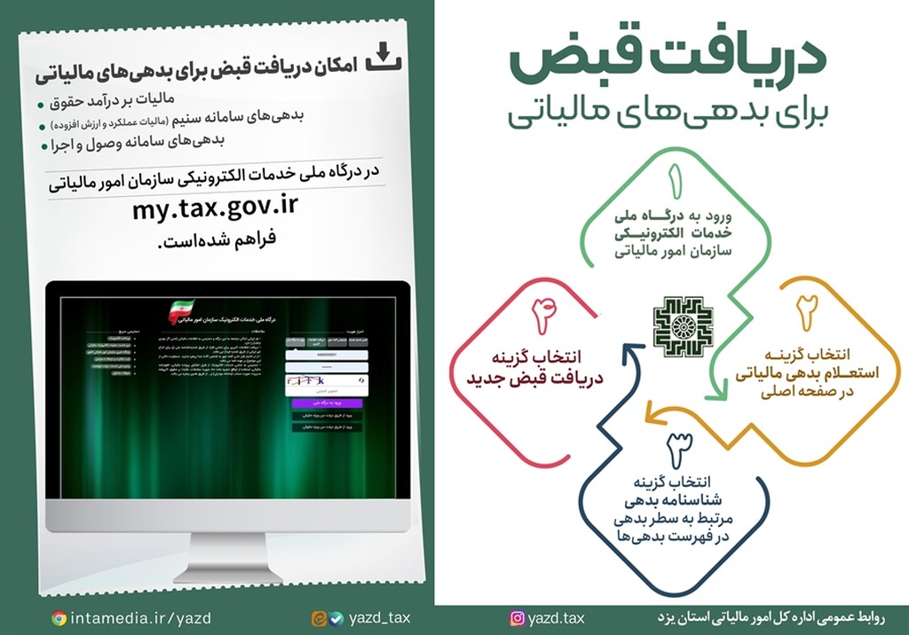 امکان جدید سامانه مودیان امکان دریافت قبض برای بدهی های مالیاتی - عکس